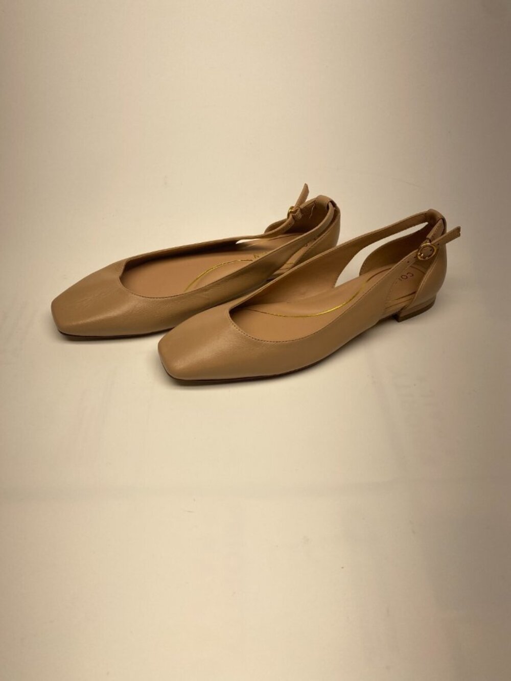 Cole Haan Womens Bria Cutout Flat In Brush Square Toe Leather Flat Sz 6 B